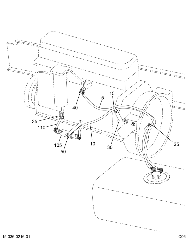FUEL HOSING INSTL; W/CUM ISB ENG, LSM FUEL TANK
