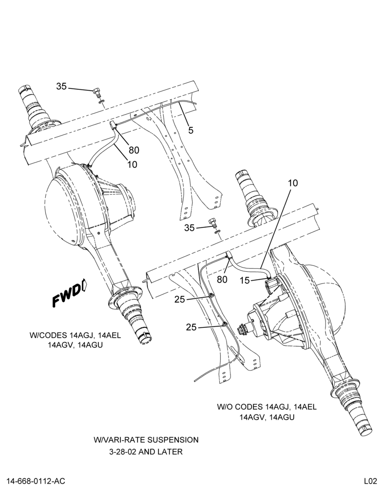 AXLE CONTROLS INSTL; DIFF LOCK TUBING W/4X2 SUSPENSIONS 5/5