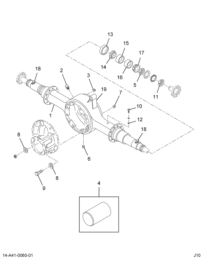 ..R/R AXLE HSG 22K IROS W/ABS (Intl. 3702229F91)