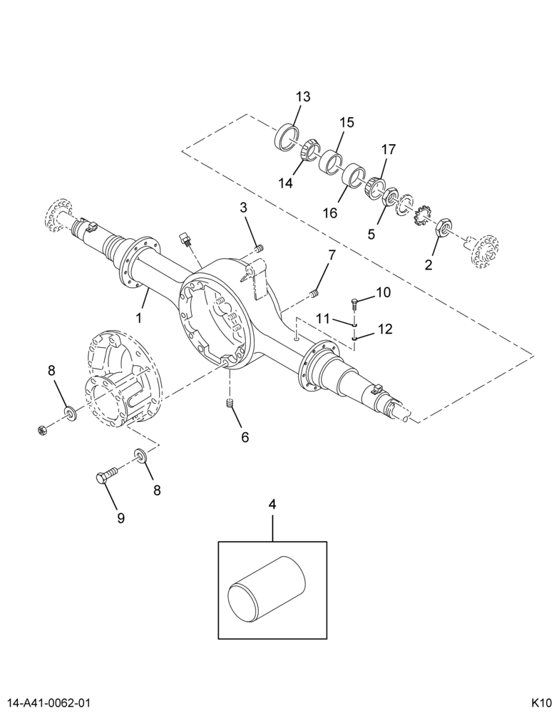 ..R/R AXLE HSG 21K 4SPR N/ABS (Intl. 3702283F91)