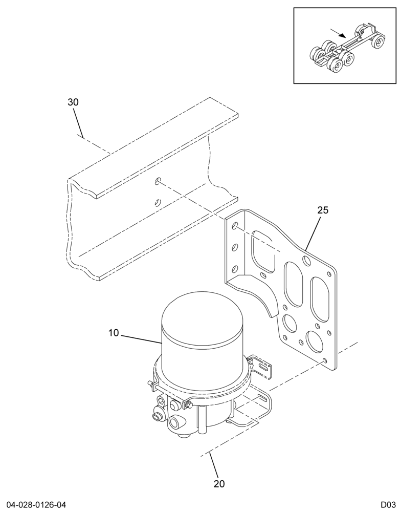 AIR DRYER INSTL; MTD ON LT I/S RAIL