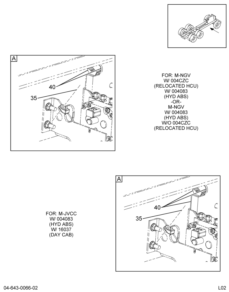BRK WIRING INSTL; FRONT,ECU MTG, HYD, ABS (WABCO) 4/4