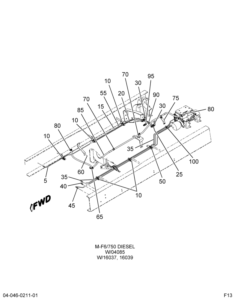 AIR BRK TUBING INSTL; FRONT,HYD BRK, W/CREW CAB