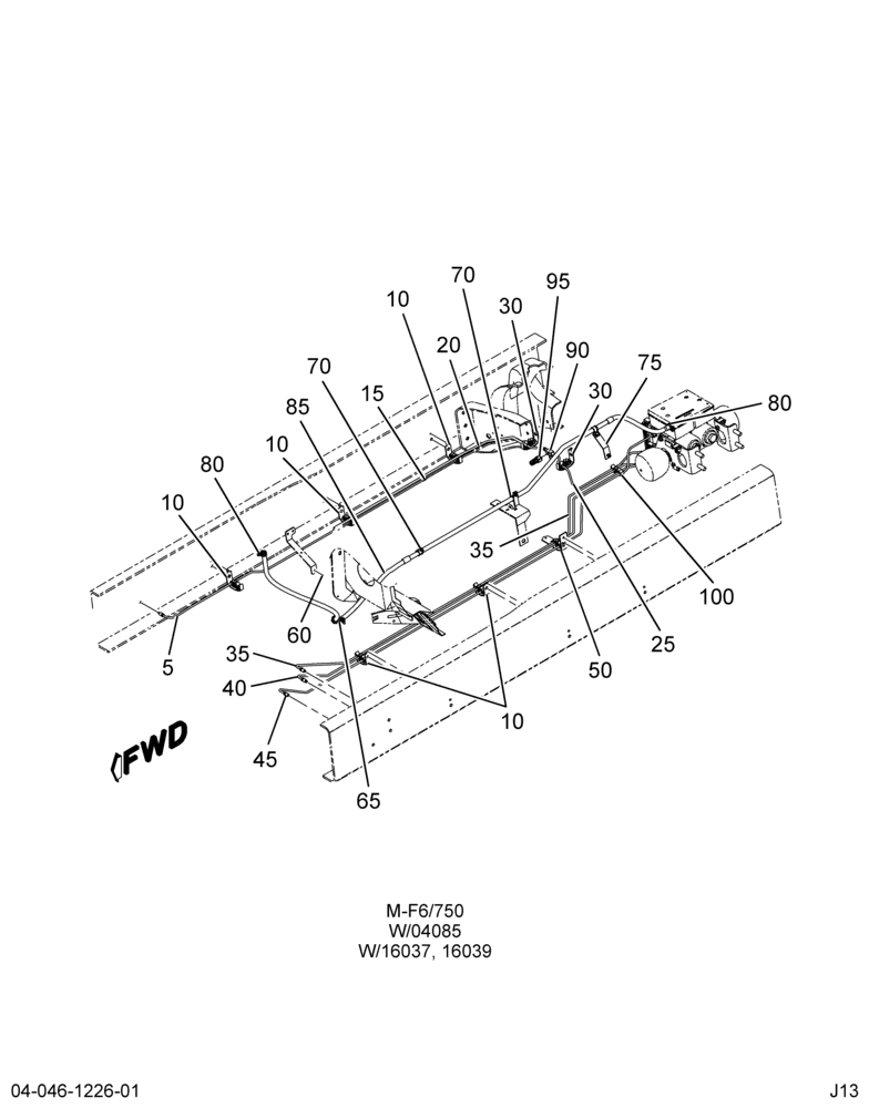 AIR BRK TUBING INSTL; FRONT, HYD BRK, W/STD JV CAB