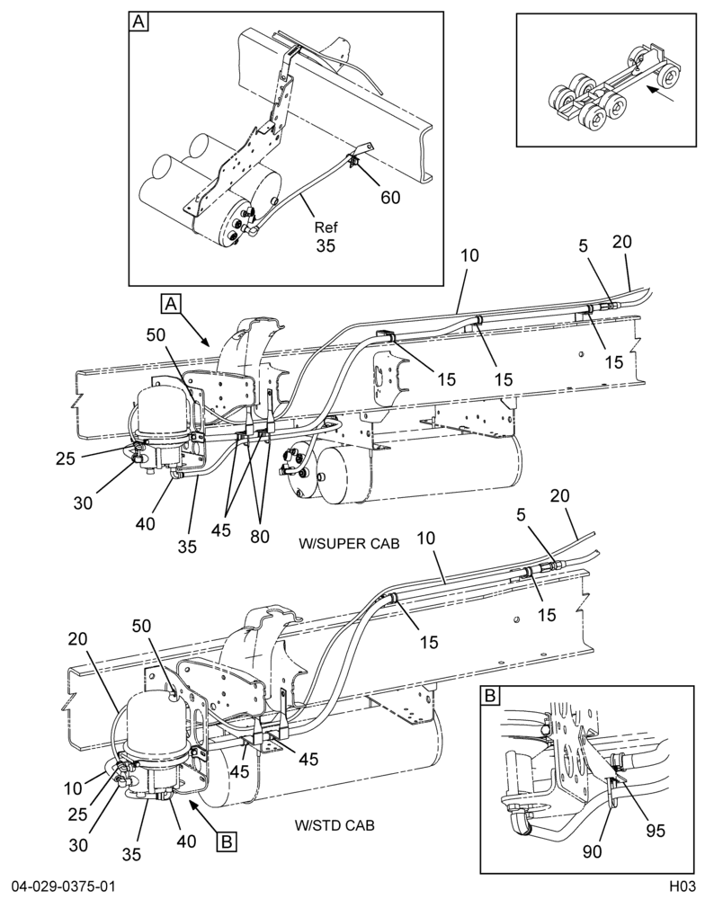 AIR DRYER TUBING INSTL; MTD I/S LT RAIL