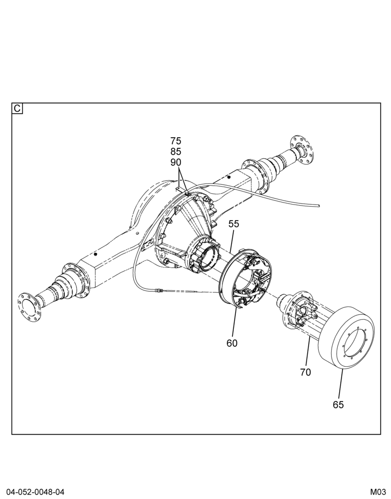 PARKING BRAKE INSTL; 12X3 DLM, MANUAL, W/HYD ABS 4/4
