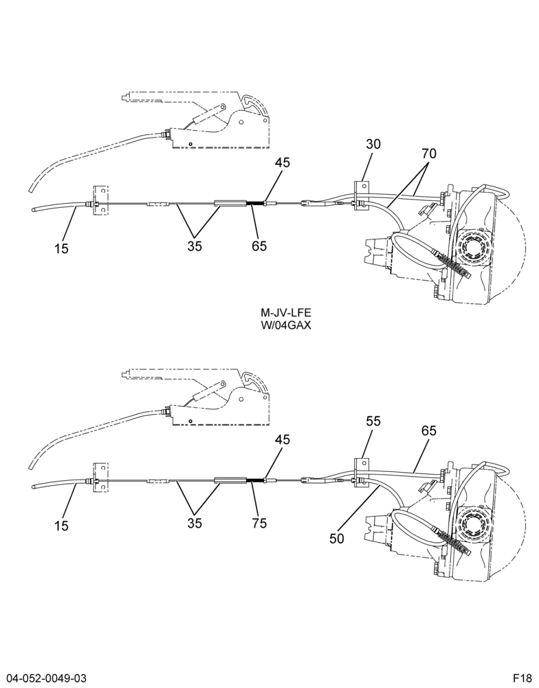 PARKING BRAKE INSTL; CABLE, MANUAL 3/3