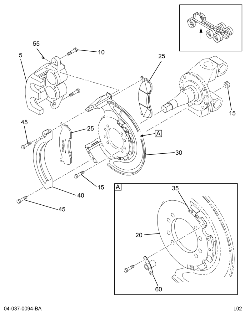 FRT BRAKE INSTL; HYD DISC, 2.88" DIA, DUAL PISTONS