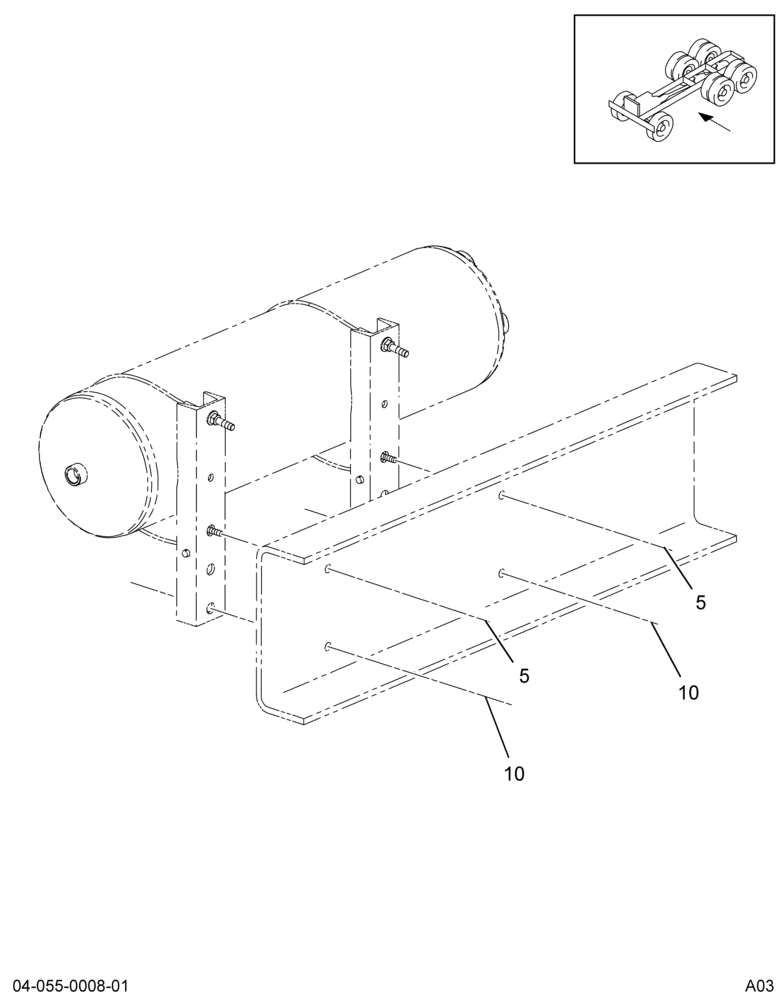 AIR TANK MODULE MTG; FOR TWO RAIL MTD UNDER CAB AIR TANKS