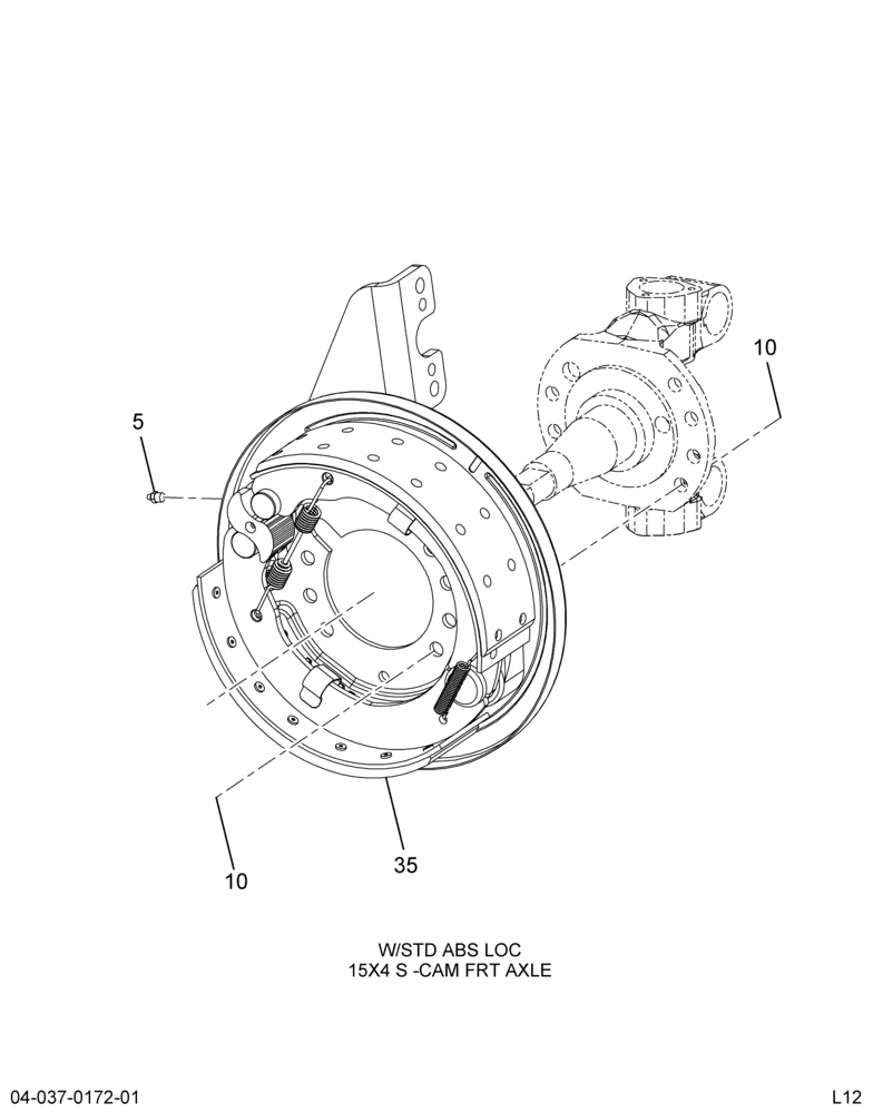 FRT BRAKE INSTL; DANA ES, 15X4 CAST, W/10-14K AXLE