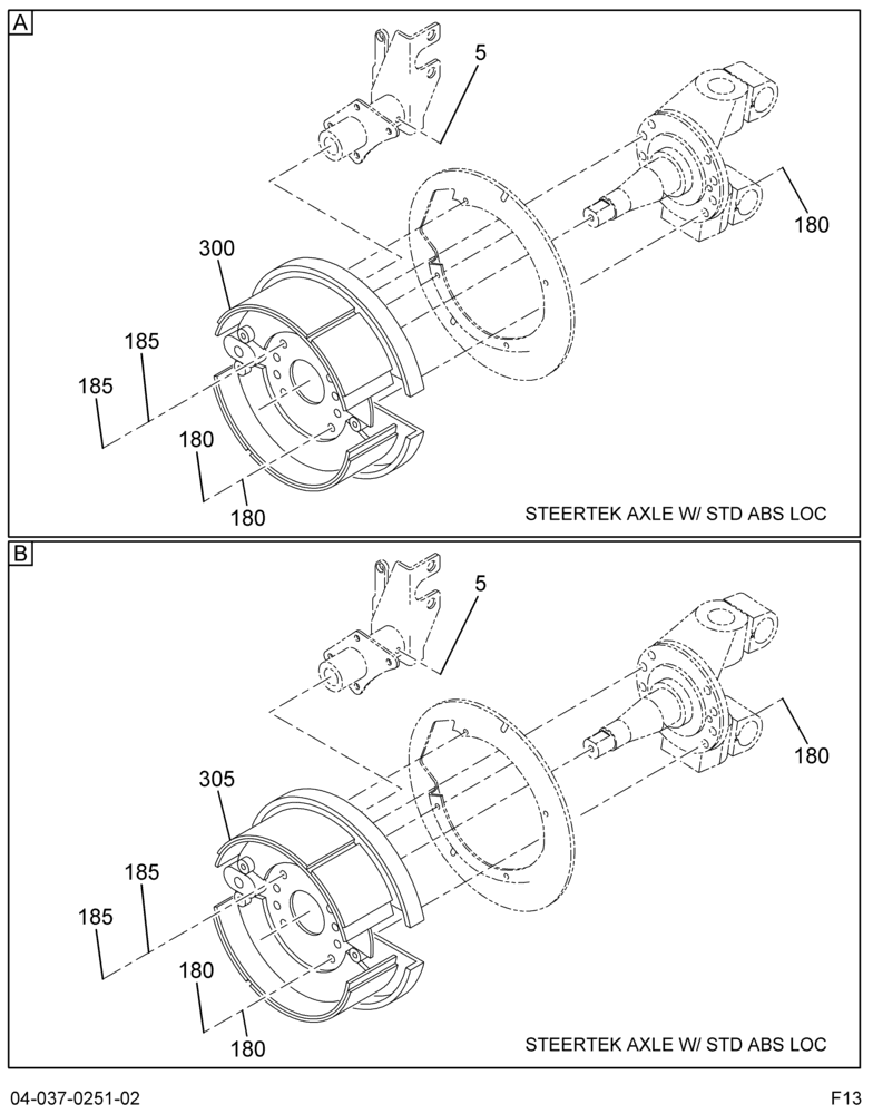 FRT BRAKE INSTL; MERITOR, 16.5X5, Q+ 2/2