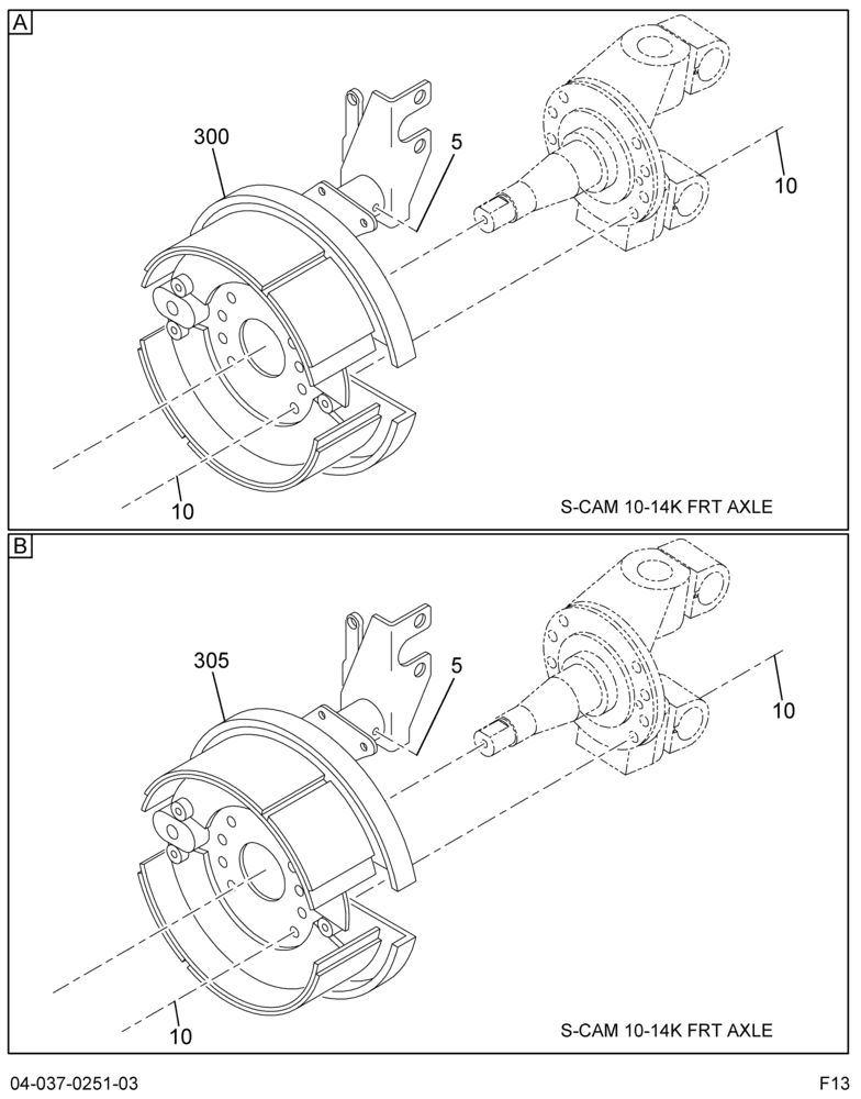FRT BRAKE INSTL; MERITOR, NON-DRIVING, 16.5X5, Q+, W/10-14K 3/3