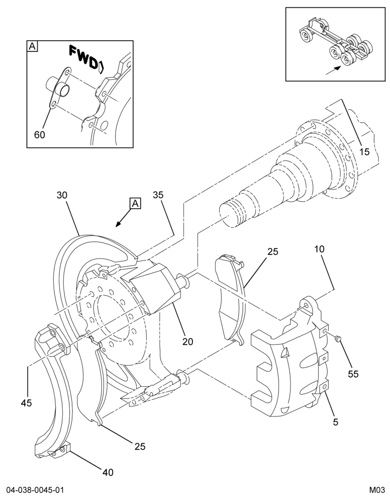 RR BRAKE INSTL; HYD, DISC W/2.88 DIA DUAL CALIPER