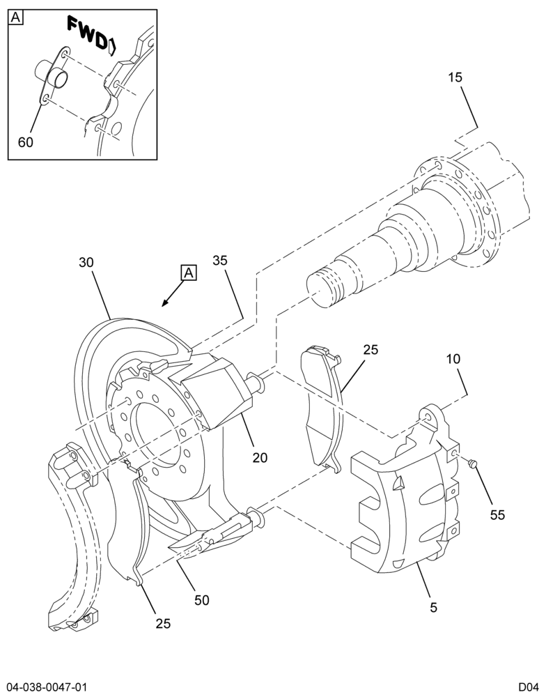 RR BRAKE INSTL; HYD, DISC W/2.60 DIA DUAL CALIPER