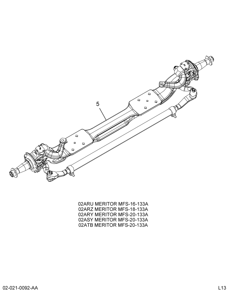 FRT AXLE ASM; SPICER,NON-DRIVING, I-100SG, 10K, W/HYD BRK
