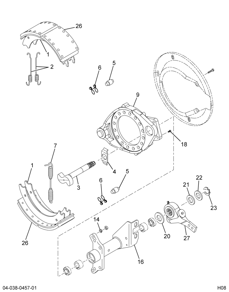 ..BRAKE GROUP REAR LT 16.5X7.0 (Intl. 3663594C92)