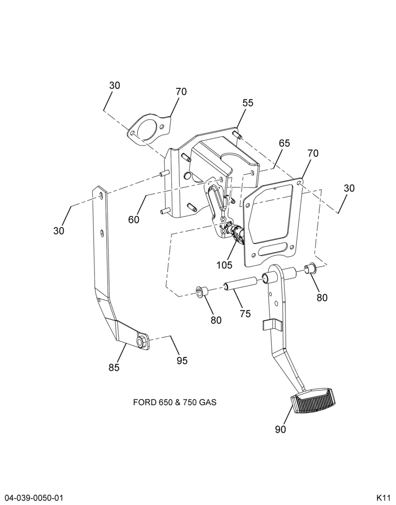 BRAKE PEDAL MTG; W/FORD GAS ENGINE