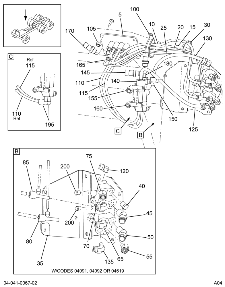 CAB OUTSIDE BRAKE SYSTEM; AIR TUBING; W/PRESSURE SWITCH 2/2