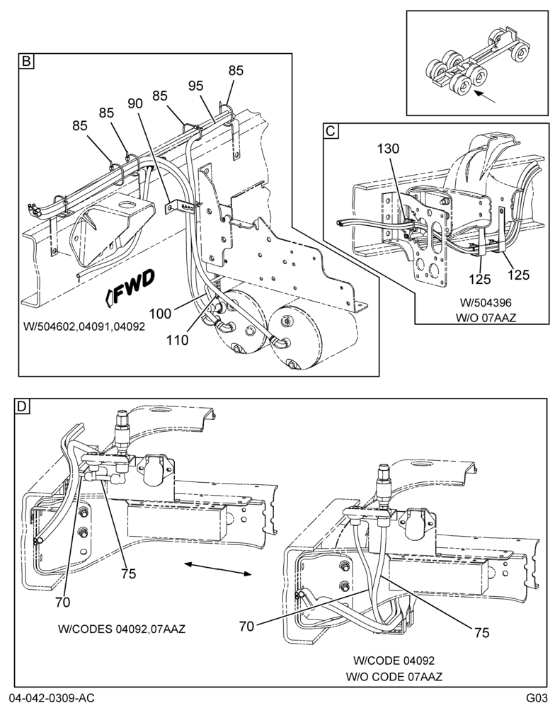 AIR BRK TUBING INSTL; CTR SECT, W/LSM U/C TANK 3/3