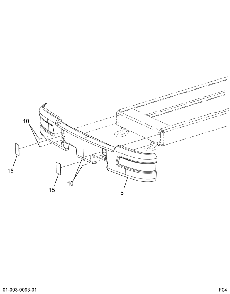 FRT BUMPER INSTL; 20" BOLT-ON EXTD RAIL