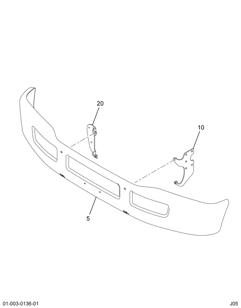 FRT BUMPER INSTL; 20" BOLT-ON EXTD RAIL