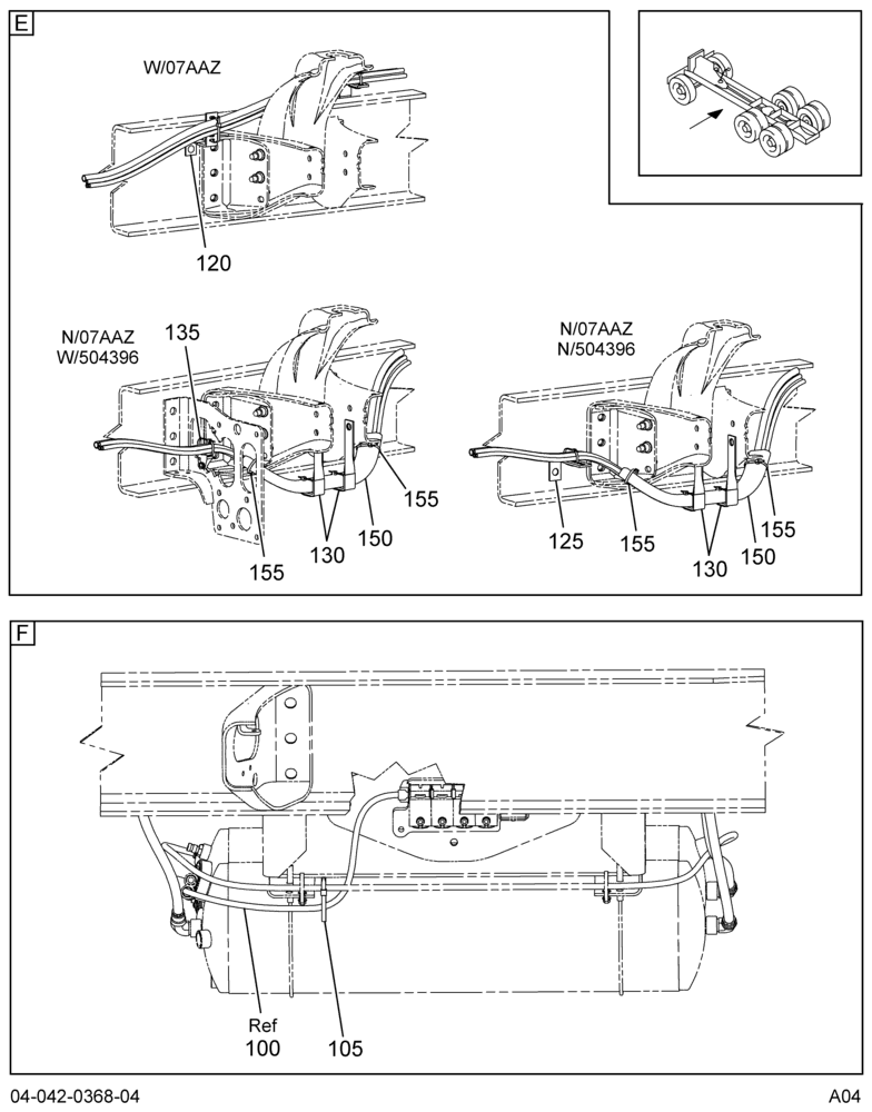 AIR BRK TUBING INSTL; CTR SECT, W/LSM U/C TANK 4/4