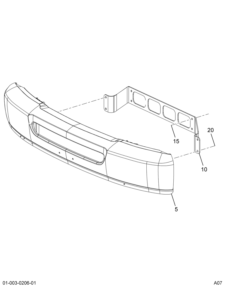FRT BUMPER INSTL; 20" BOLT-ON EXTD RAIL