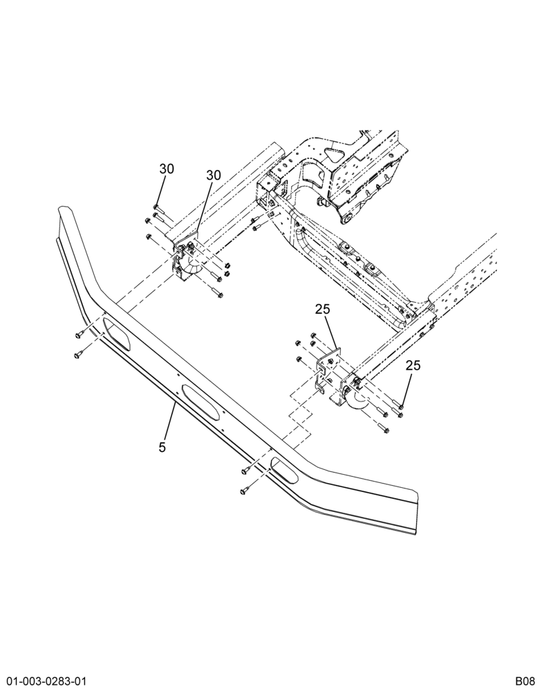 FRT BUMPER INSTL; 20" BOLT-ON EXTD RAIL; 20" BOLT-ON EXTD