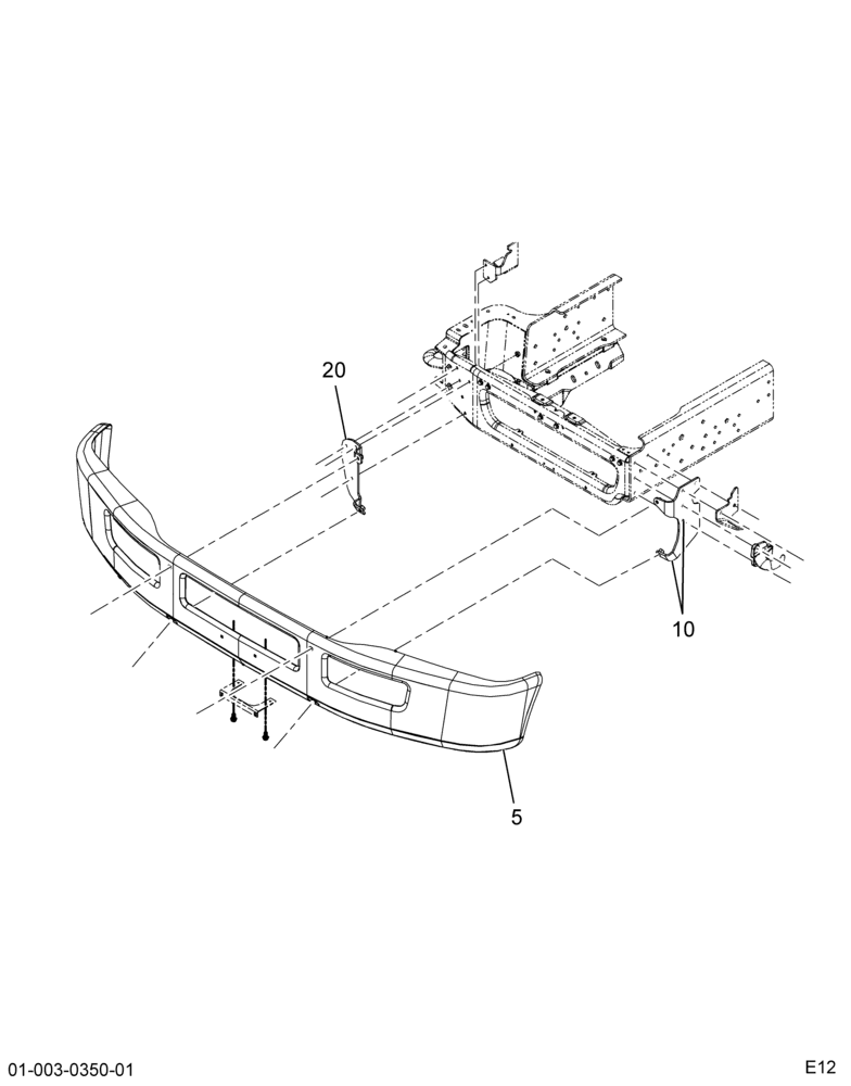 FRT BUMPER INSTL; 4" BOLT-ON EXTD RAIL