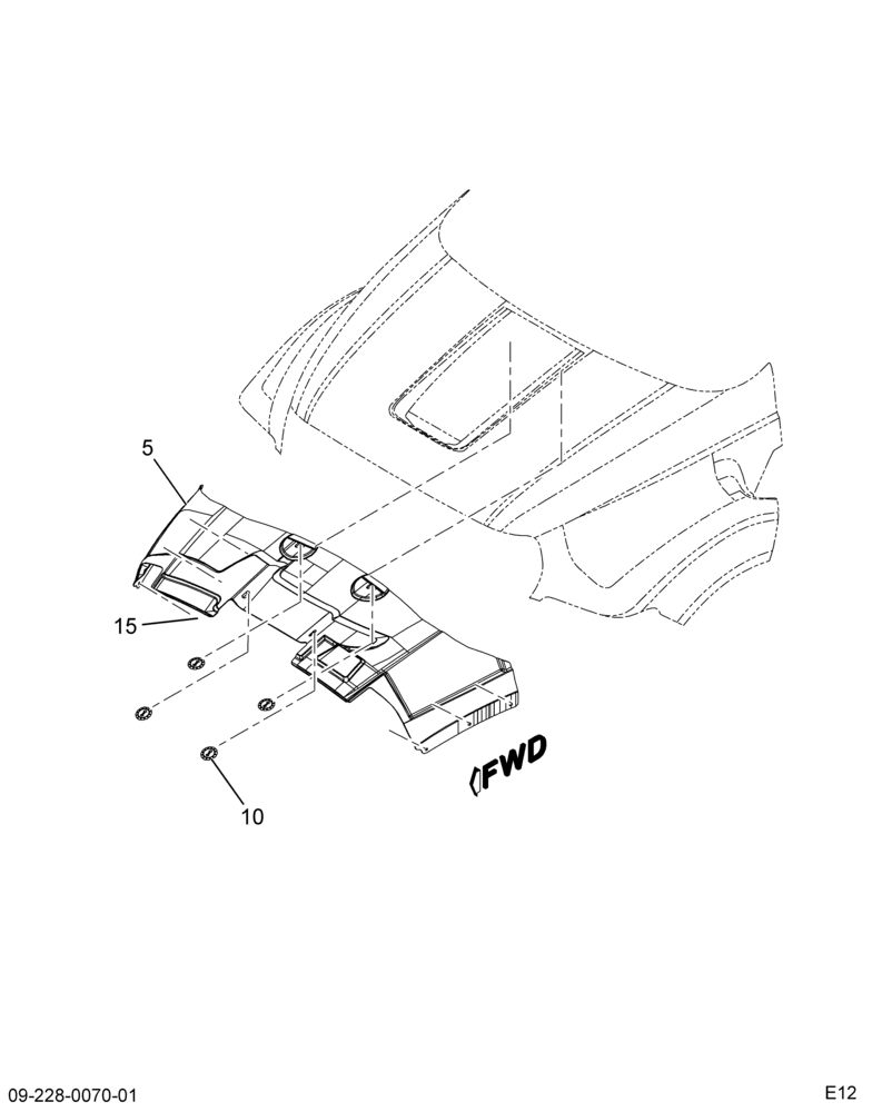 FRONT END SOUND INSULATION; HOOD, GAS ENGINES