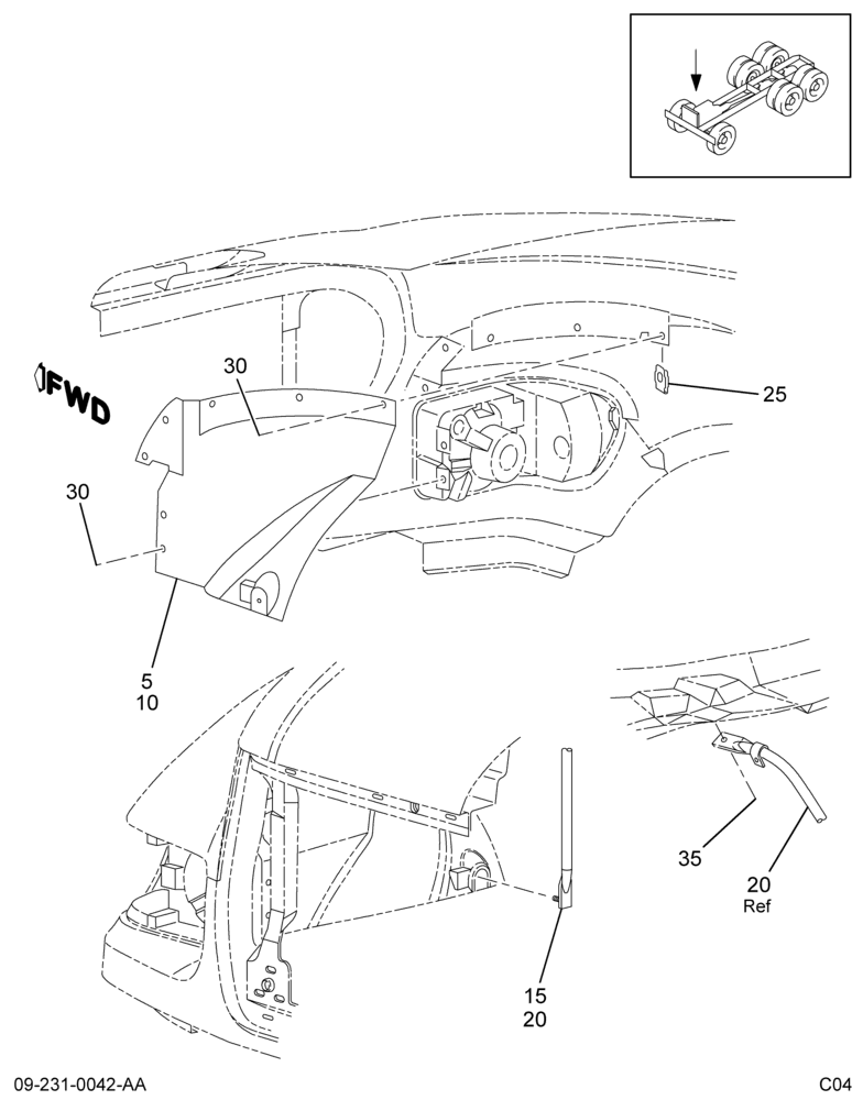 SPLASH PANEL INSTL; (FRONT END)