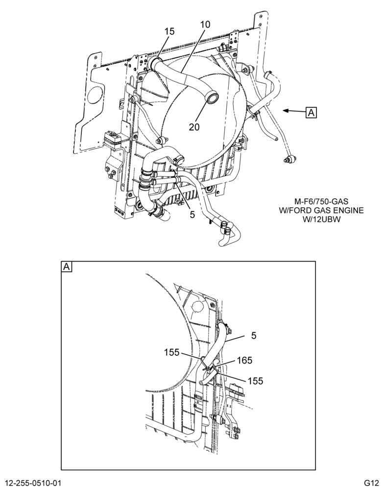 RAD HOSING INSTL; W/FORD GAS ENGINE 2/2