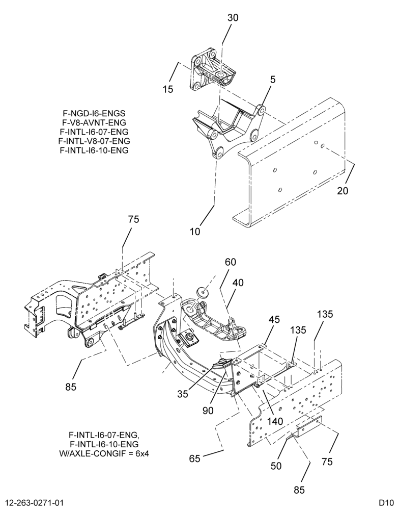 ENG MTG INSTL; FRONT & REAR,W/V8 ENG