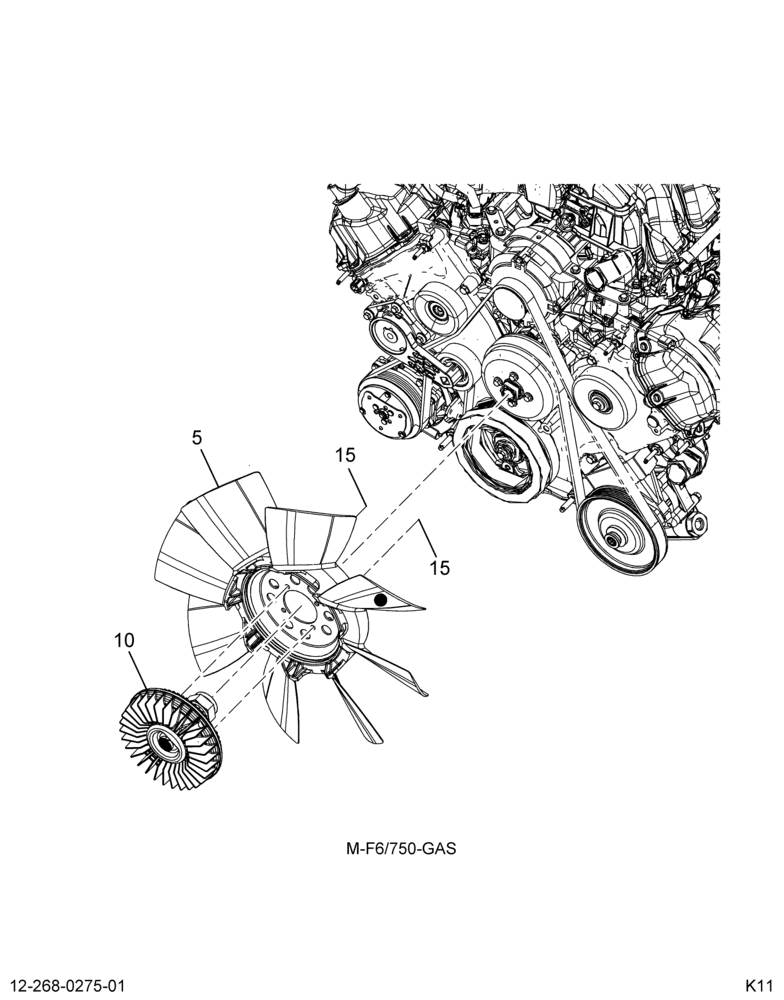 FAN DRIVE INSTL; W/FORD GAS ENGINE