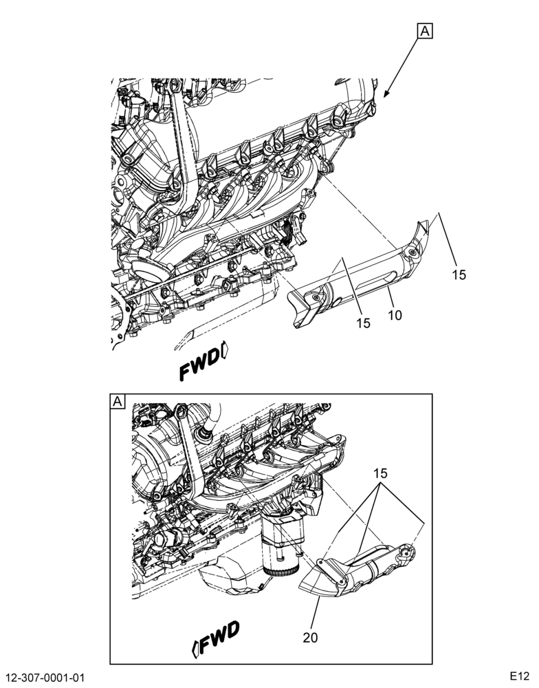 MANIFOLD HEAT SHIELD INSTL; W/FORD GAS ENGINE