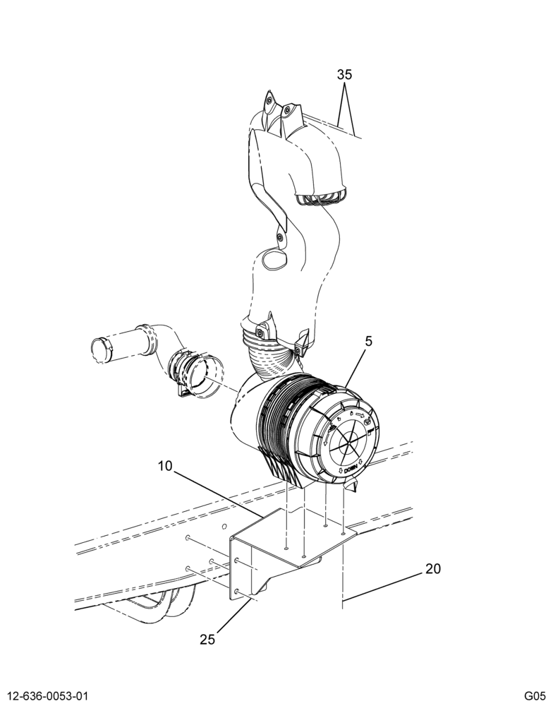 AIR CLEANER INSTL; W/SGL ELEMENT CLEANER, (FORD JV V6)
