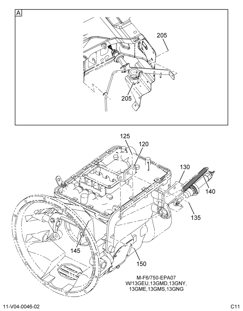 INTMD CLUTCH CONTROLS; SLAVE CYL MTG W/I6 ENG 2/2