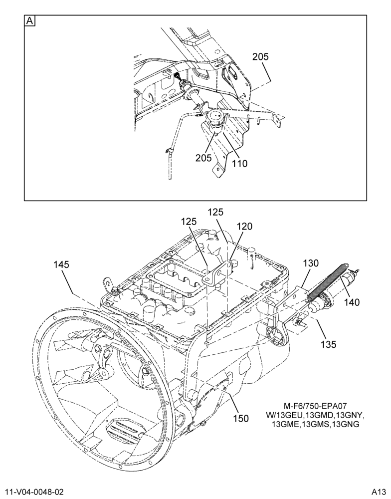 INTMD CLUTCH CONTROLS; SLAVE CYL MTG W/I6 ENG 2/2