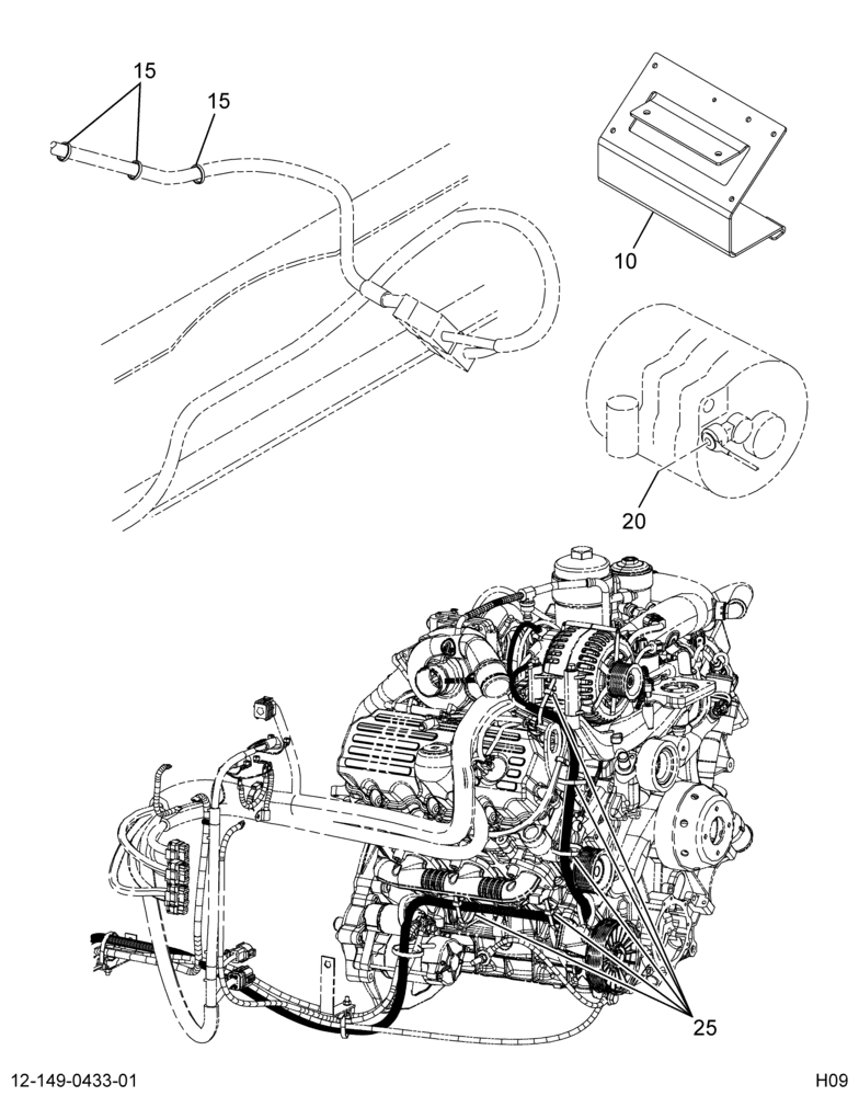 ENGINE WIRING INSTL; INTL 4.5L V6 ENGINE