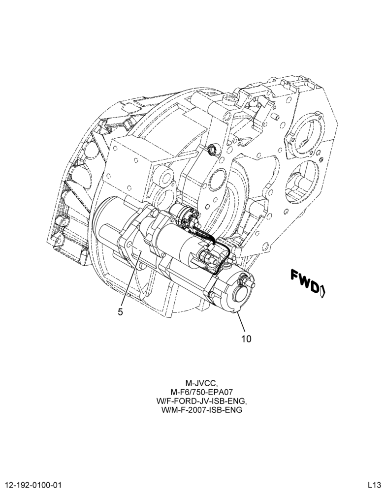 STARTING MOTOR INSTL; W/FORD V10 GASOLINE ENGINE