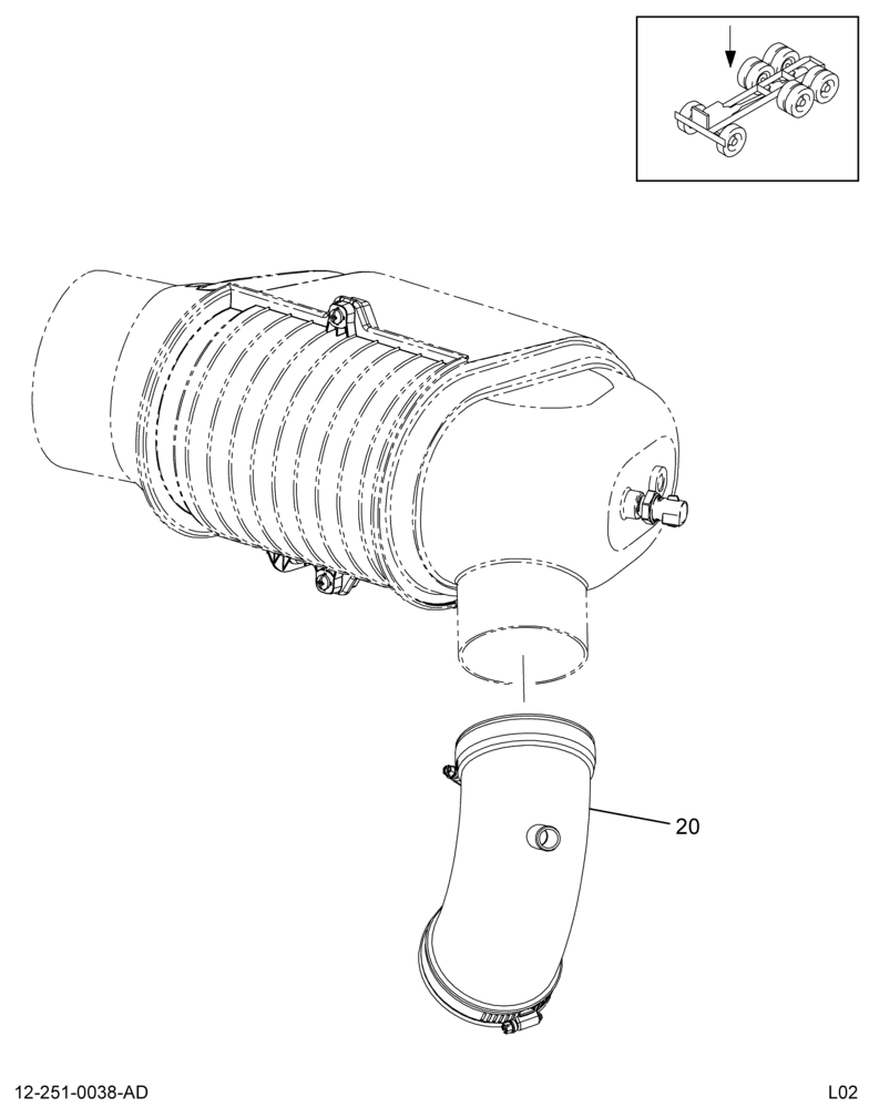 AIR CLEANER PIPING INSTL; W/SGL ELEMENT CLNR (INTL V8 ENG)