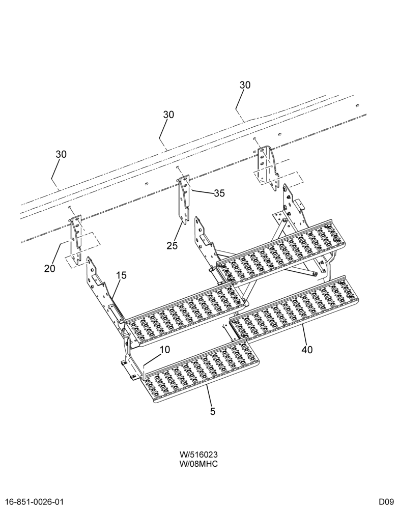 LH SIDE REAR STEP INSTL; CREW CAB