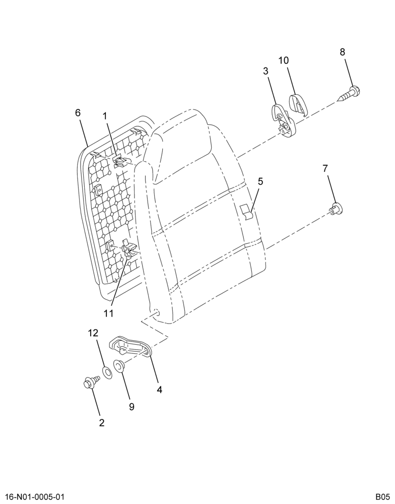 ..CUSHION BCK INDV BCK-F RH FABR (6E7Z-2060136-AA)