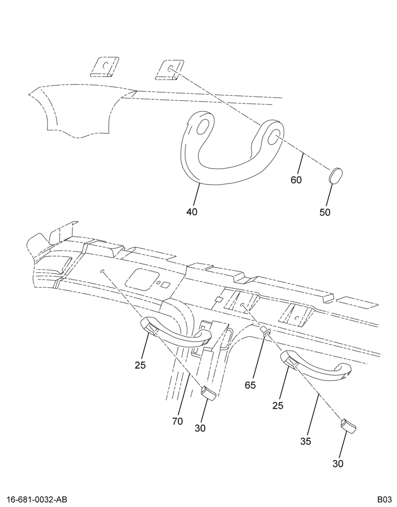 GRAB HANDLE & MTG; CAB, INTERIOR 2/2