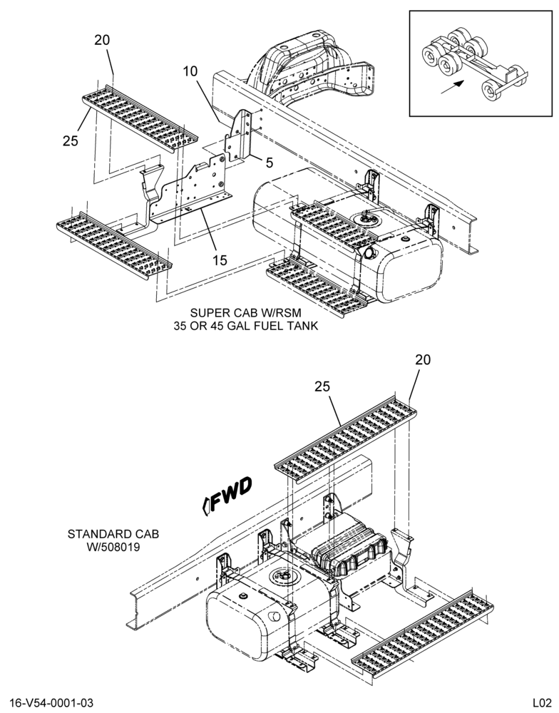 STEPS INSTL; CAB ACCESS,FRAME MTD,SUPER CAB,LEFT SIDE 3/3