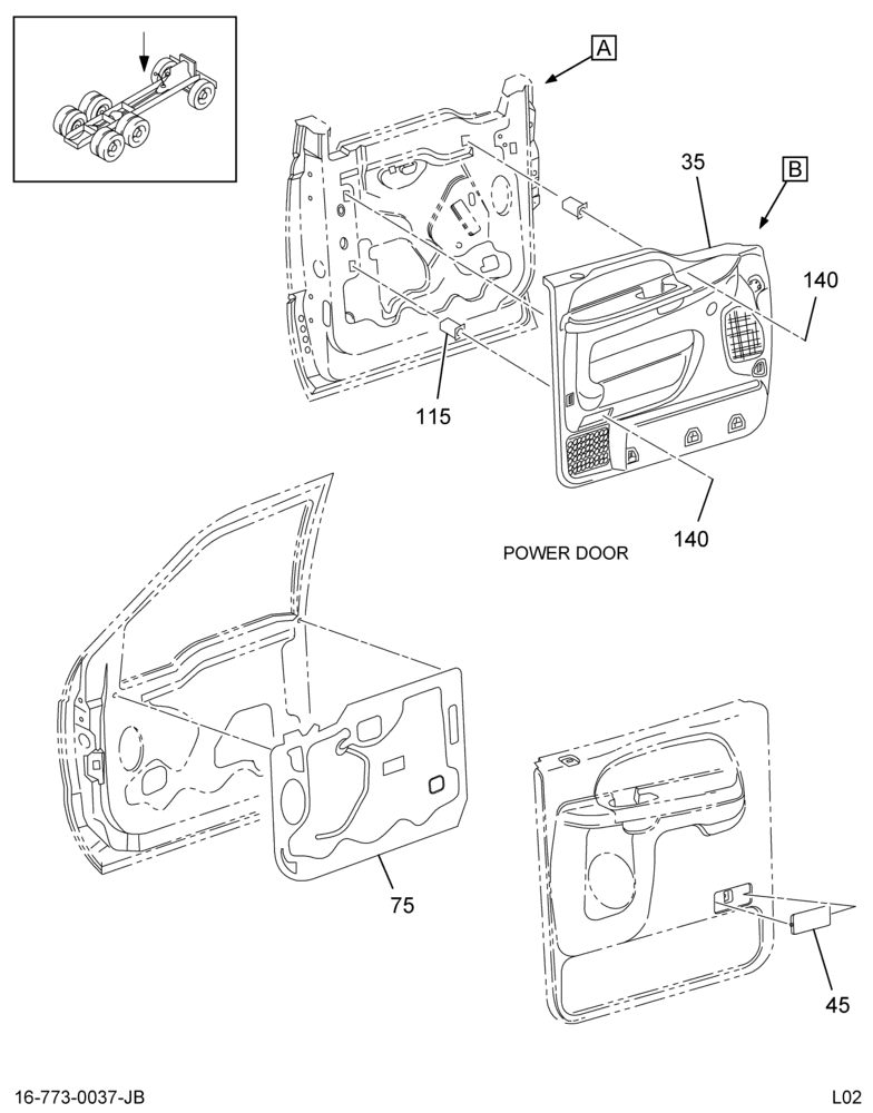 CAB DOOR PANEL INSTL; INTERIOR FRONT LEFT 2/2