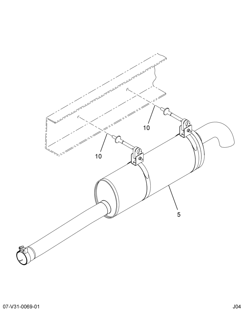 MUFFLER INSTL; LT SIDE MTD EXHAUST, W/ V8