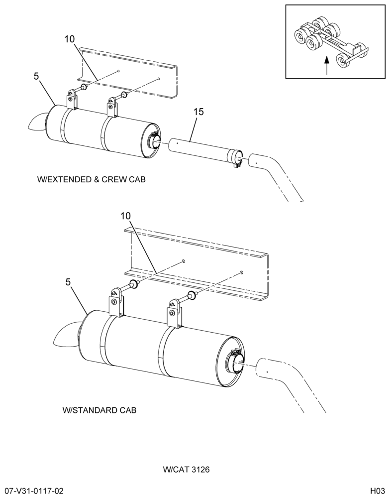 MUFFLER INSTL; LT SIDE MTD EXHAUST, W/CAT C7 ACERT ENG 2/2