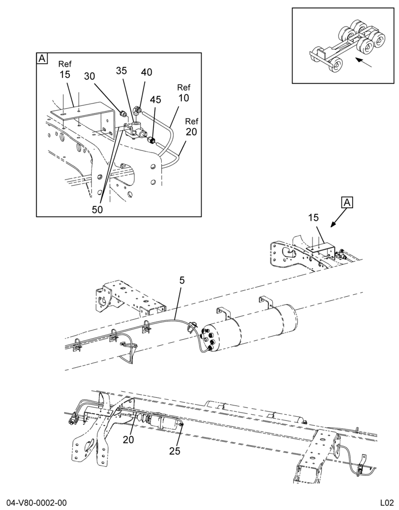 PARK BRAKE INSTL; CENTER SECTION, VALVES & HOSES