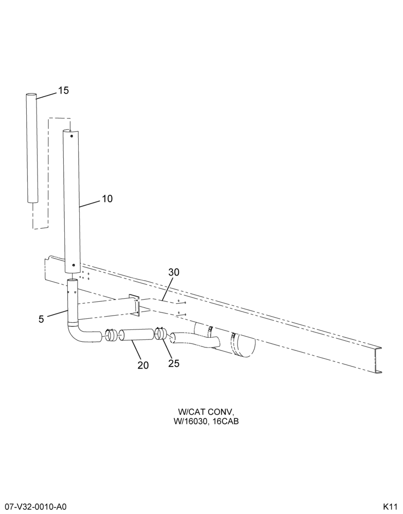 EXHAUST SYSTEM INSTL; VERT TAILPIPE, W/SUPPORT, LSM EXHAUST